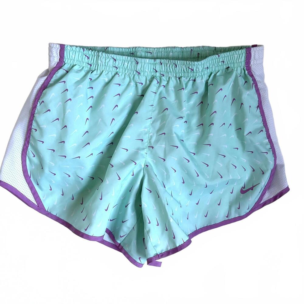 Nike | Girls Turquoise with Purple Swoosh Shorts Size L